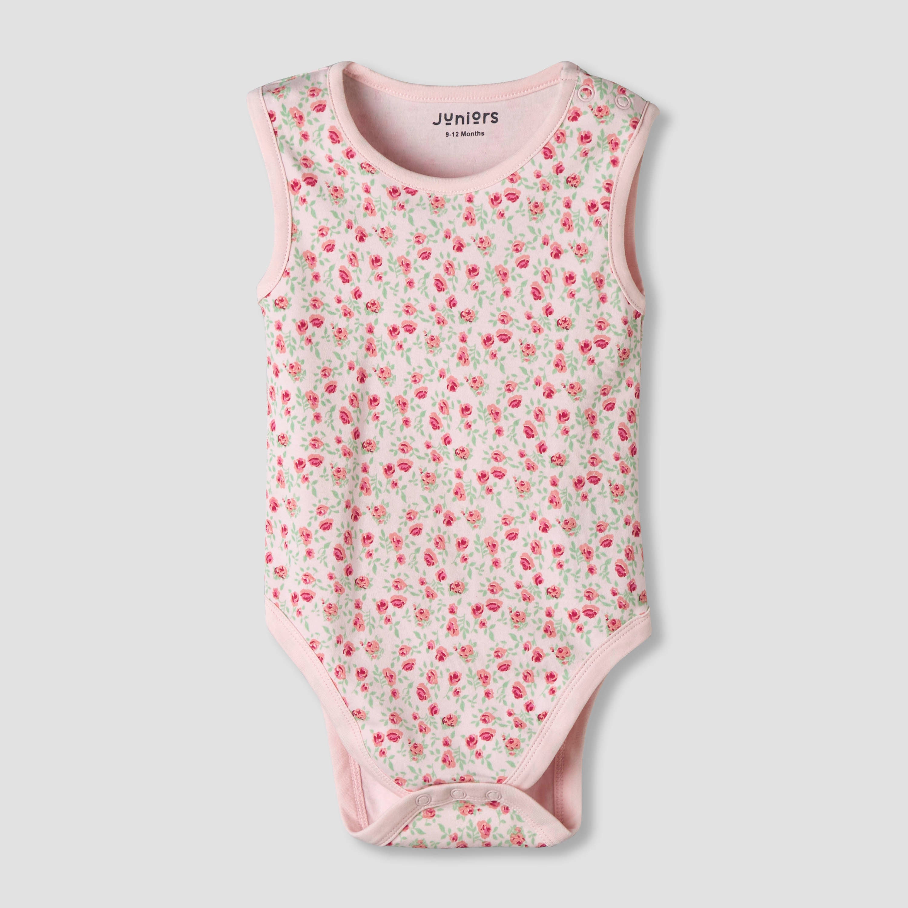 Pack of 7 Juniors Cotton Sleeveless Bodysuit with Floral Print