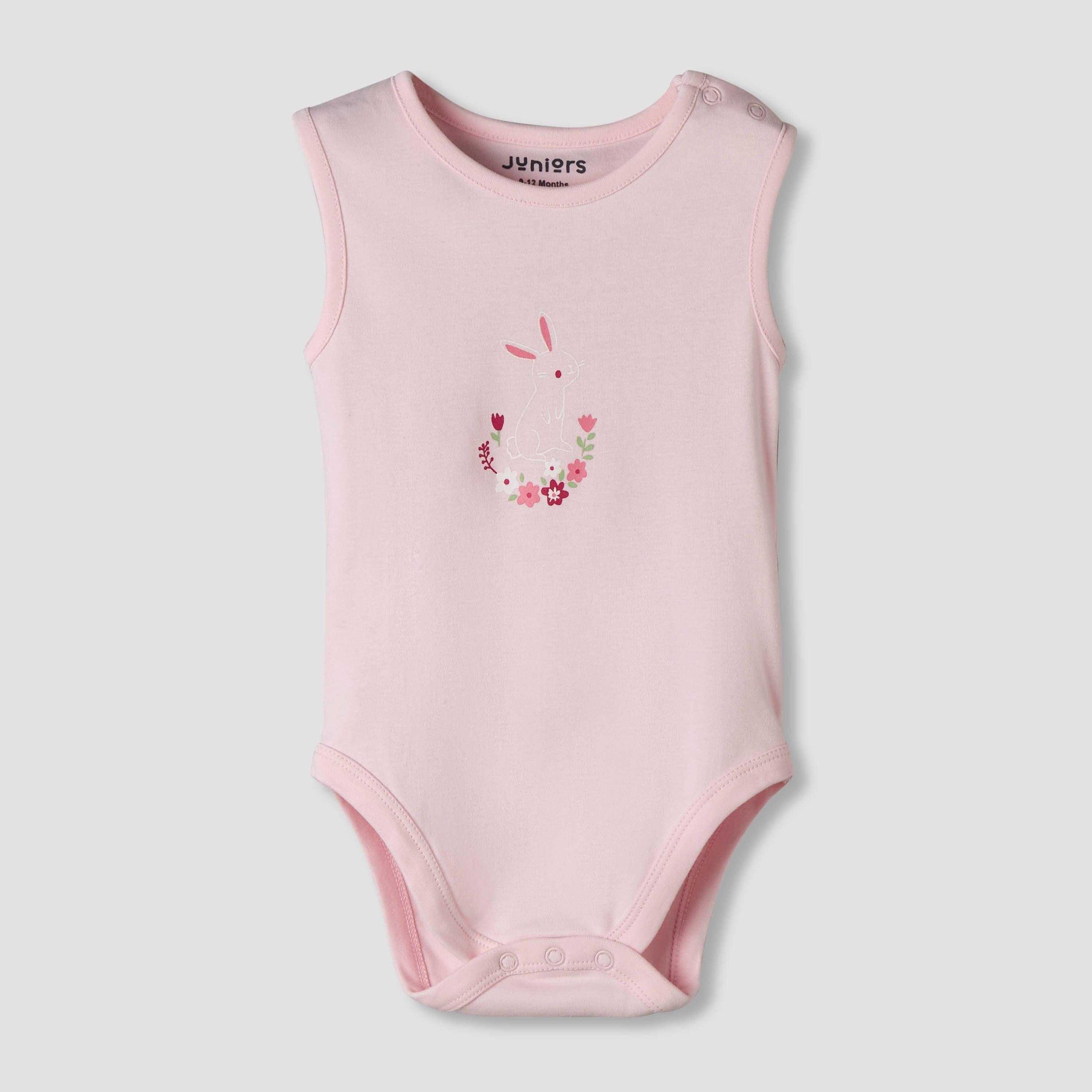 Pack of 7 Juniors Cotton Sleeveless Bodysuit with Floral Print