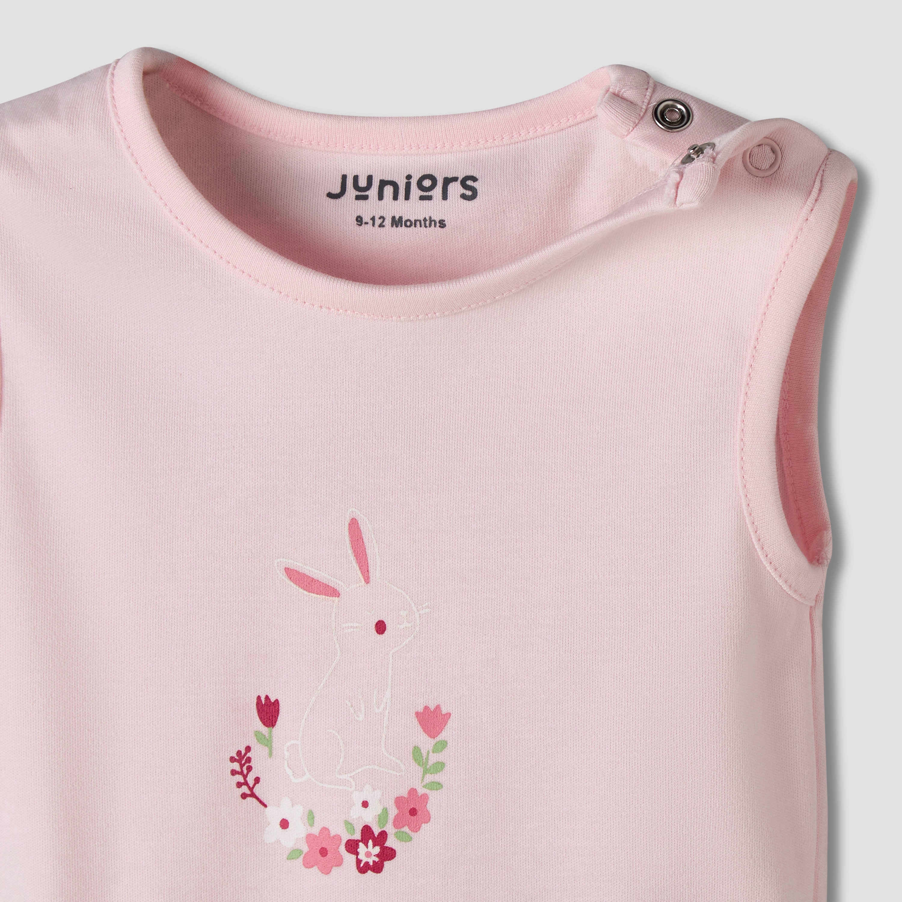 Pack of 7 Juniors Cotton Sleeveless Bodysuit with Floral Print