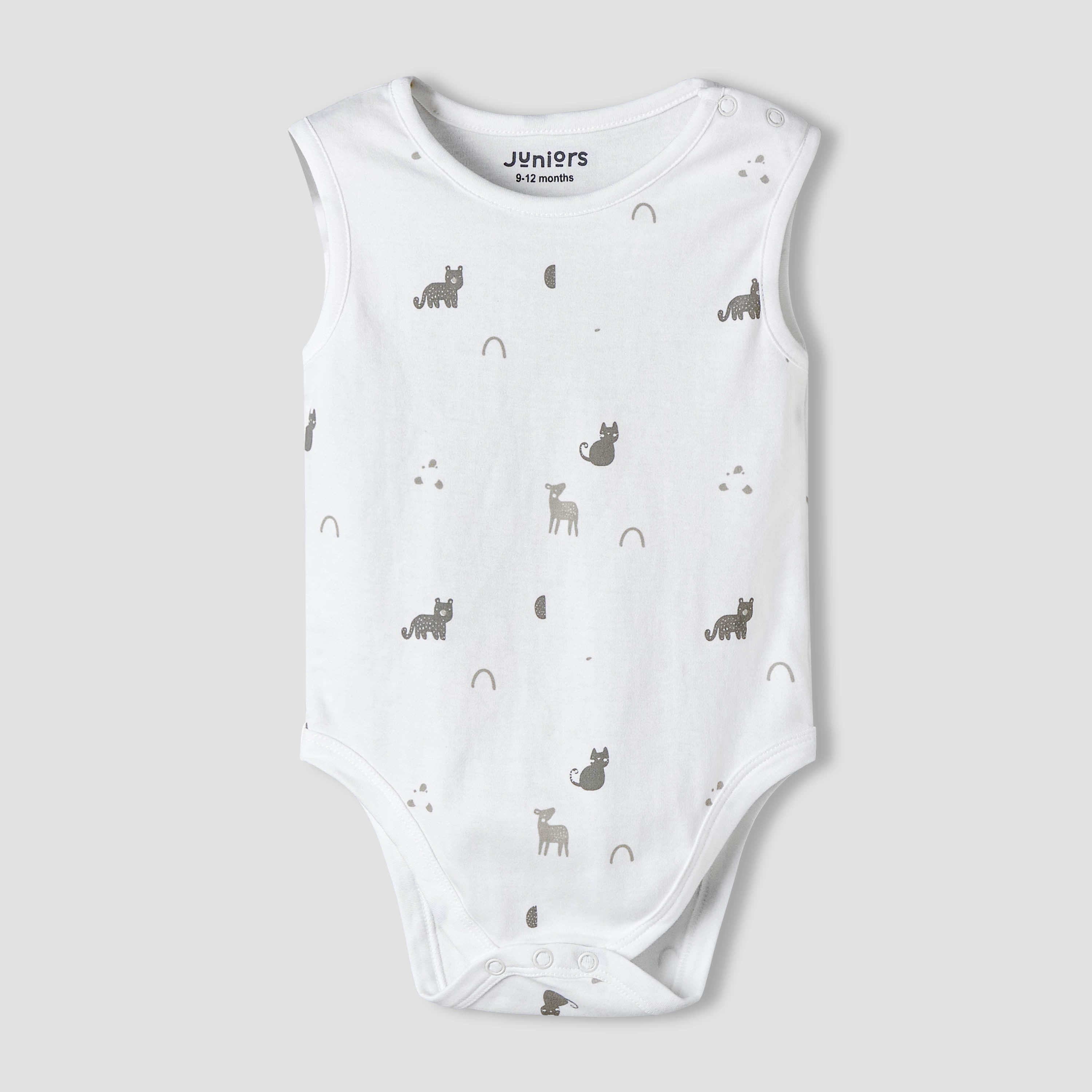 Pack of 7 Juniors Cotton Sleeveless Bodysuit with Assorted Print