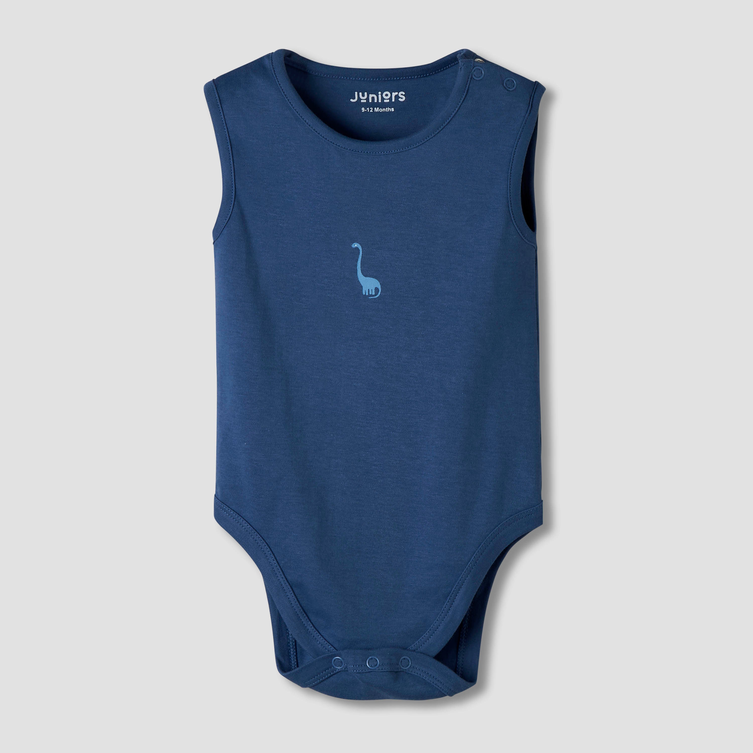 Pack of 7 Juniors Cotton Round Neck Sleeveless Bodysuit with Dinosaur Print