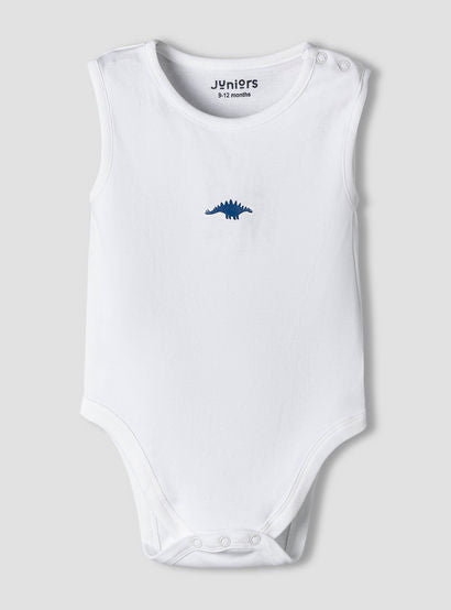 Pack of 7 Juniors Cotton Round Neck Sleeveless Bodysuit with Dinosaur Print-baby-girls-clothing-bodysuits-image-7