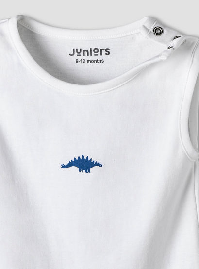 Pack of 7 Juniors Cotton Round Neck Sleeveless Bodysuit with Dinosaur Print-baby-girls-clothing-bodysuits-image-8