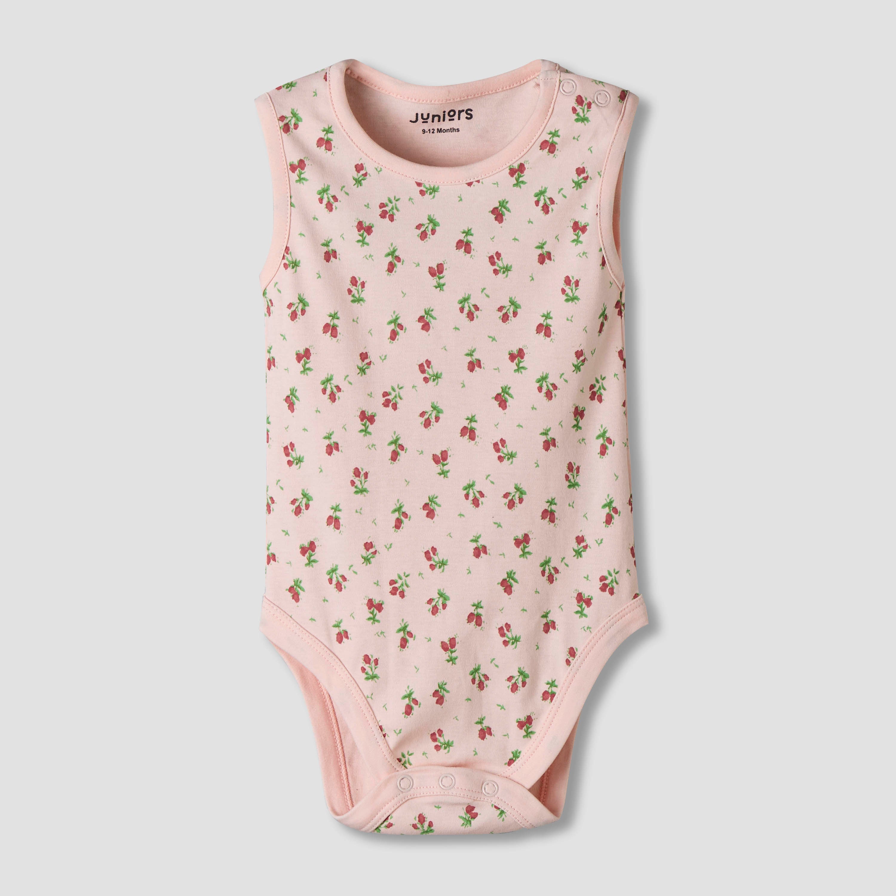 Pack of 7 Juniors Cotton Sleeveless Bodysuit with Floral Print