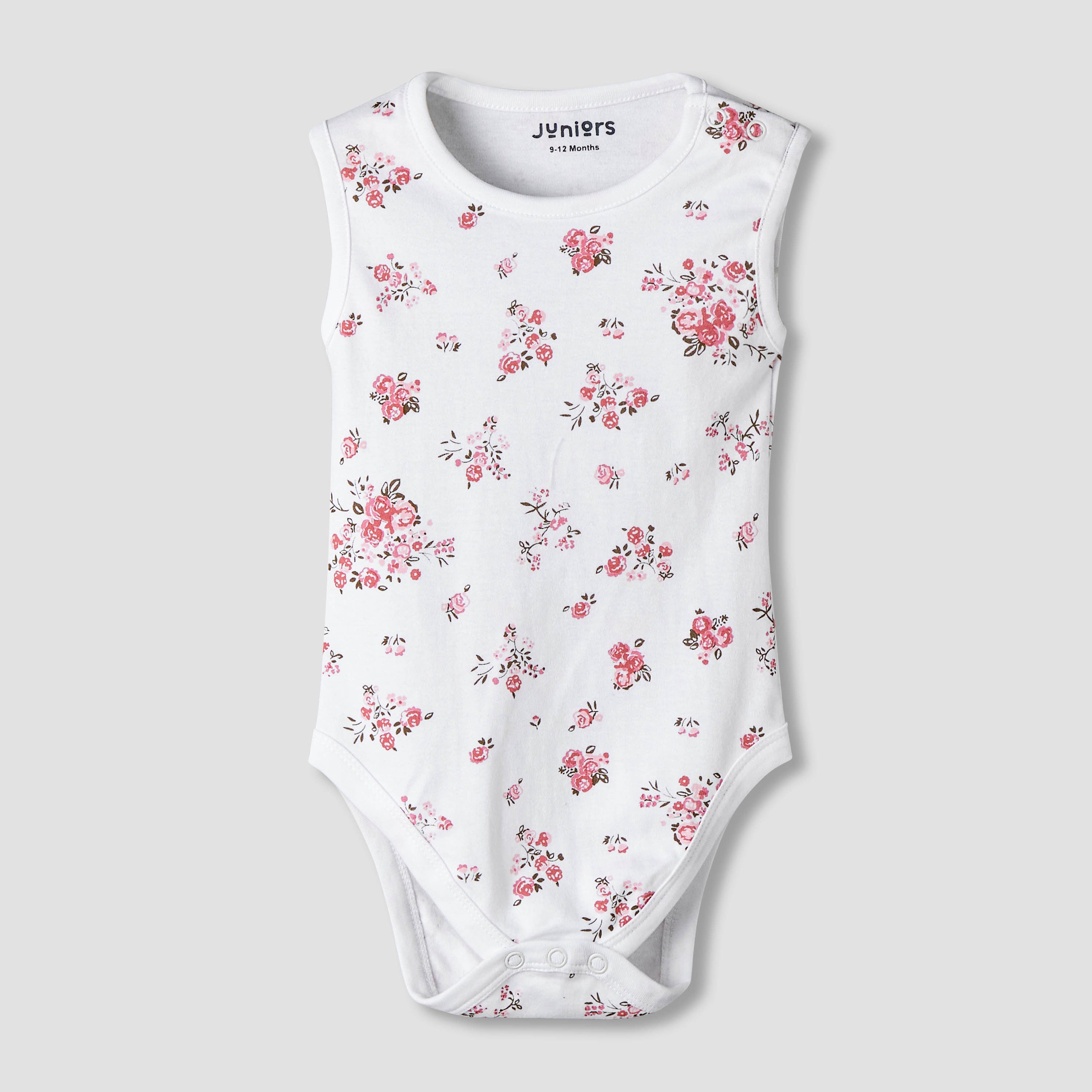 Pack of 7 Juniors Cotton Sleeveless Bodysuit with Floral Print