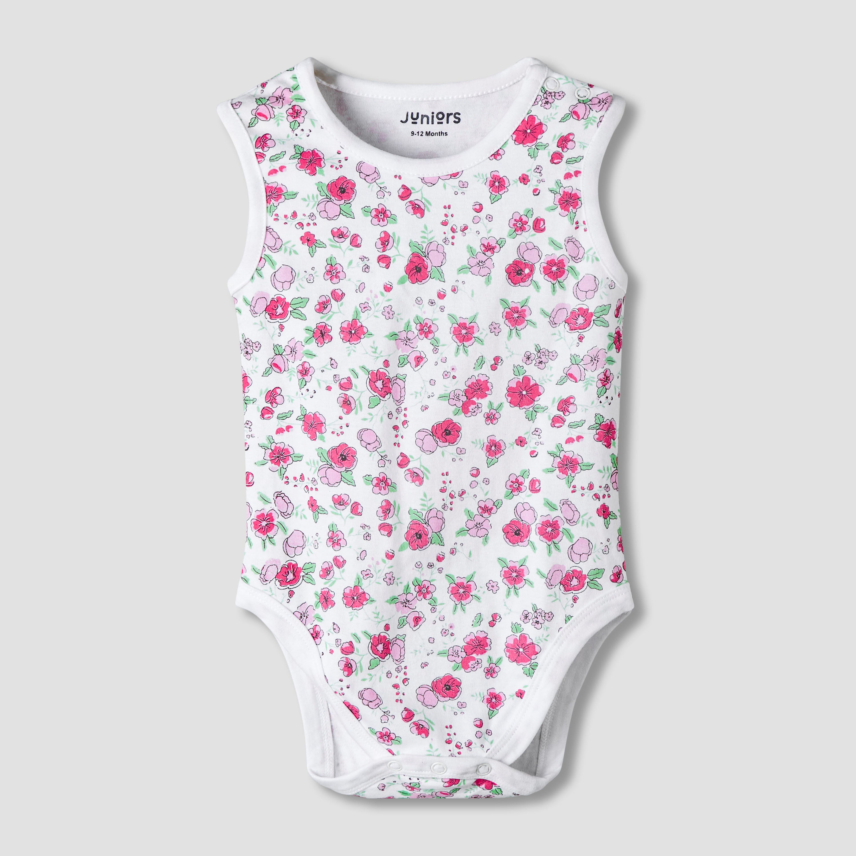 Pack of 7 Juniors Cotton Sleeveless Bodysuit with Assorted Print