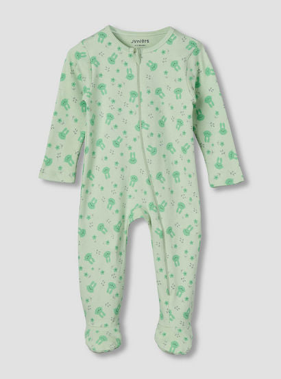 Juniors Cotton Round Neck Long Sleeve Sleepsuit with Zip Closure-baby-girls-clothing-nightwear-sleepsuits-image-1