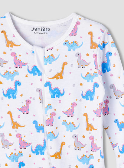 Juniors Cotton Round Neck Long Sleeve Sleepsuit with Zip Closure-baby-girls-clothing-nightwear-sleepsuits-image-3