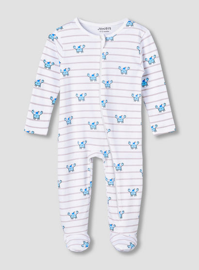 Juniors Cotton Round Neck Long Sleeve Sleepsuit with Zip Closure-baby-boys-clothing-nightwear-sleepsuits-image-1