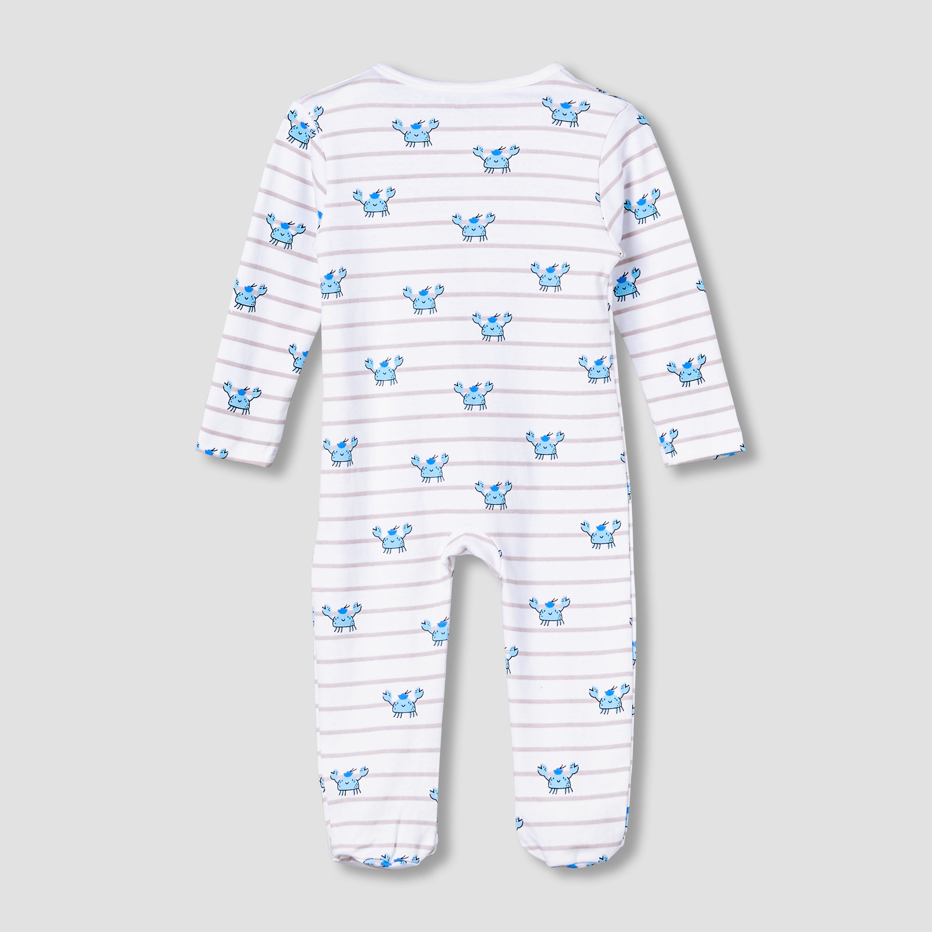 Juniors Cotton Round Neck Long Sleeve Sleepsuit with Zip Closure