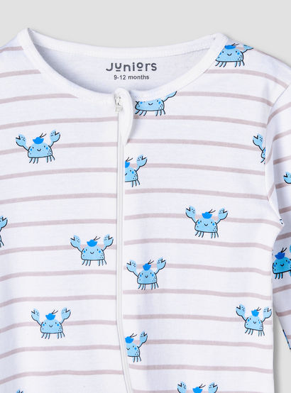 Juniors Cotton Round Neck Long Sleeve Sleepsuit with Zip Closure-baby-boys-clothing-nightwear-sleepsuits-image-3