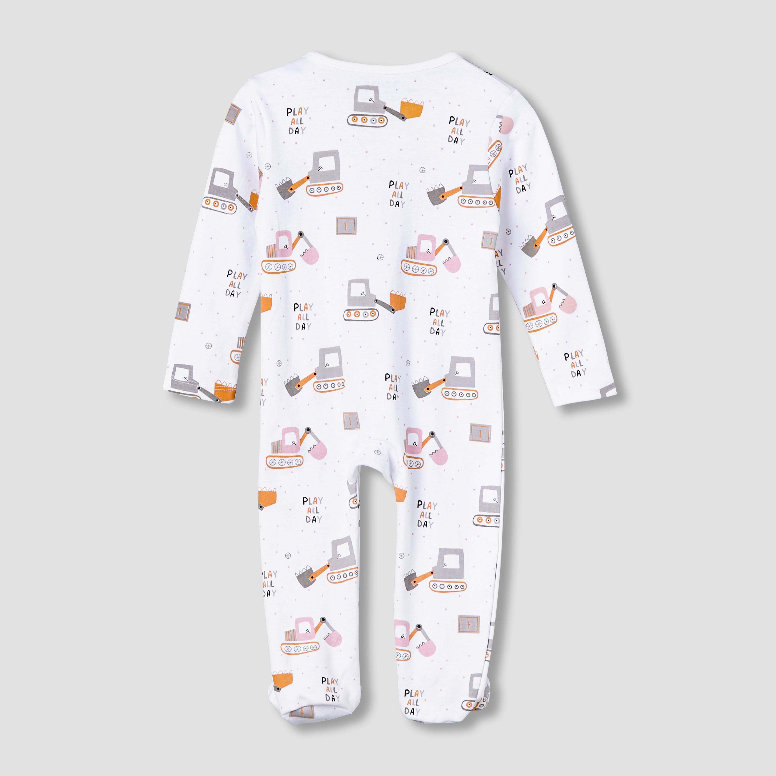 Juniors Cotton Round Neck Long Sleeve Sleepsuit with Zip Closure