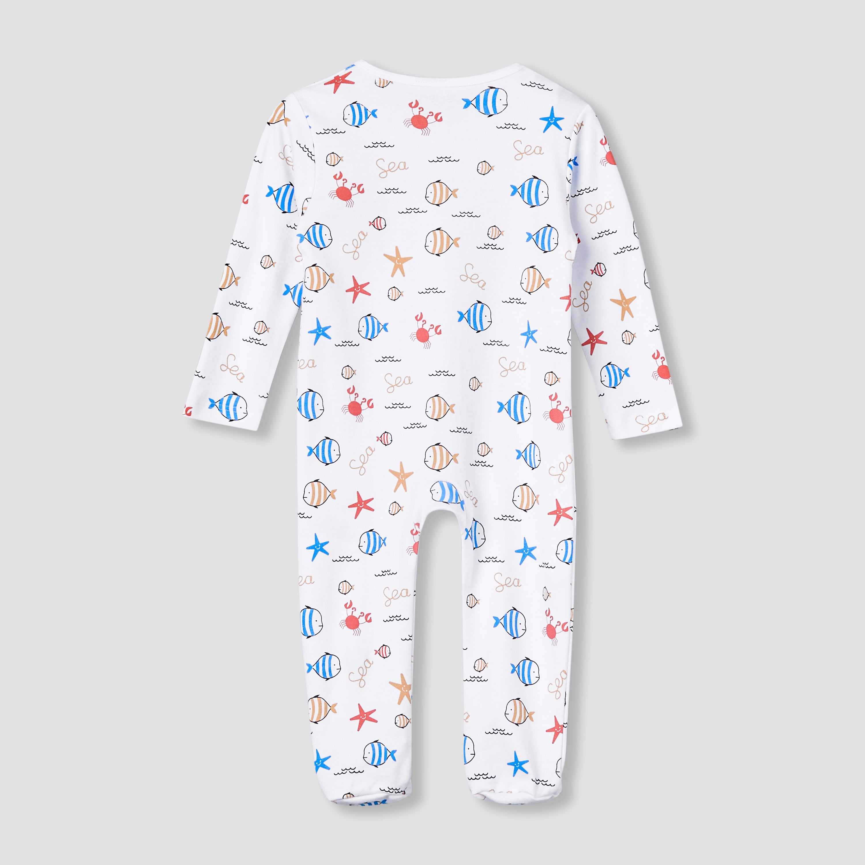 Juniors Cotton Round Neck Long Sleeve Sleepsuit with Zip Closure