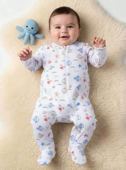 Juniors Cotton Round Neck Long Sleeve Sleepsuit with Zip Closure-baby-boys-clothing-nightwear-sleepsuits-image-1