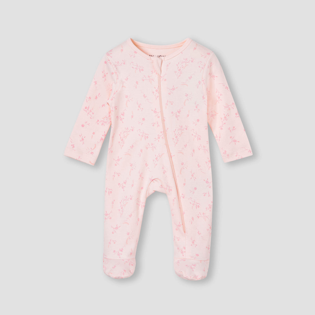 Juniors Floral Print Sleepsuit with Zip Closure - Pink / 12-18 mths