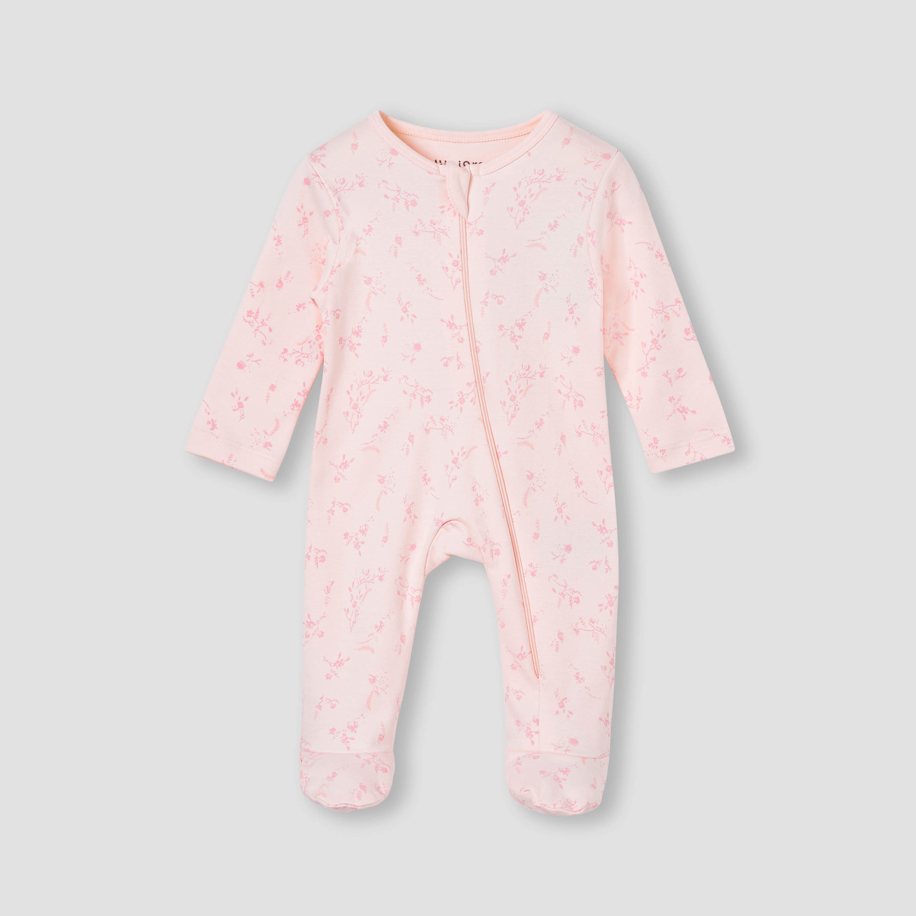 Juniors Floral Print Sleepsuit with Zip Closure - Pink / 12-18 mths
