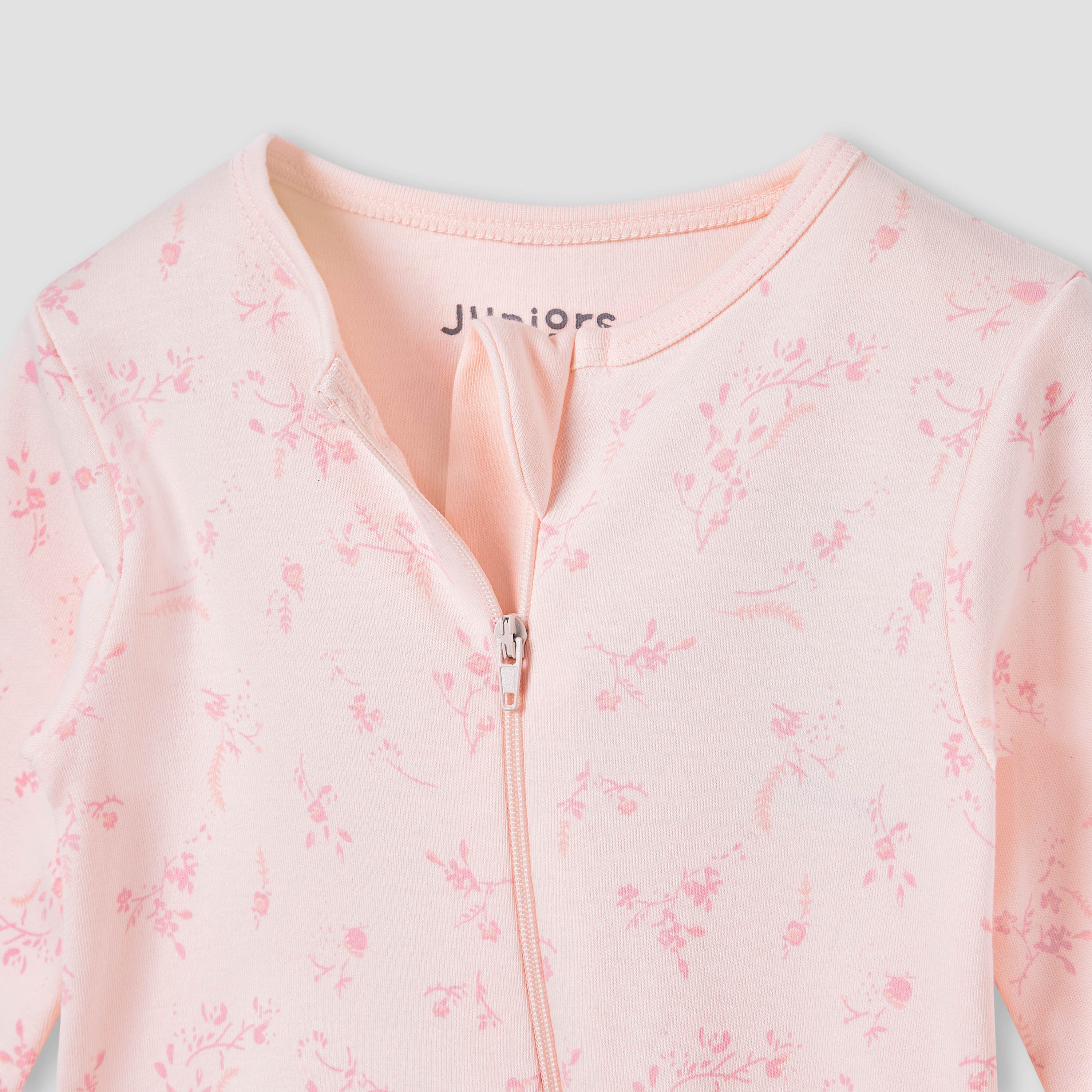 Juniors Floral Print Sleepsuit with Zip Closure