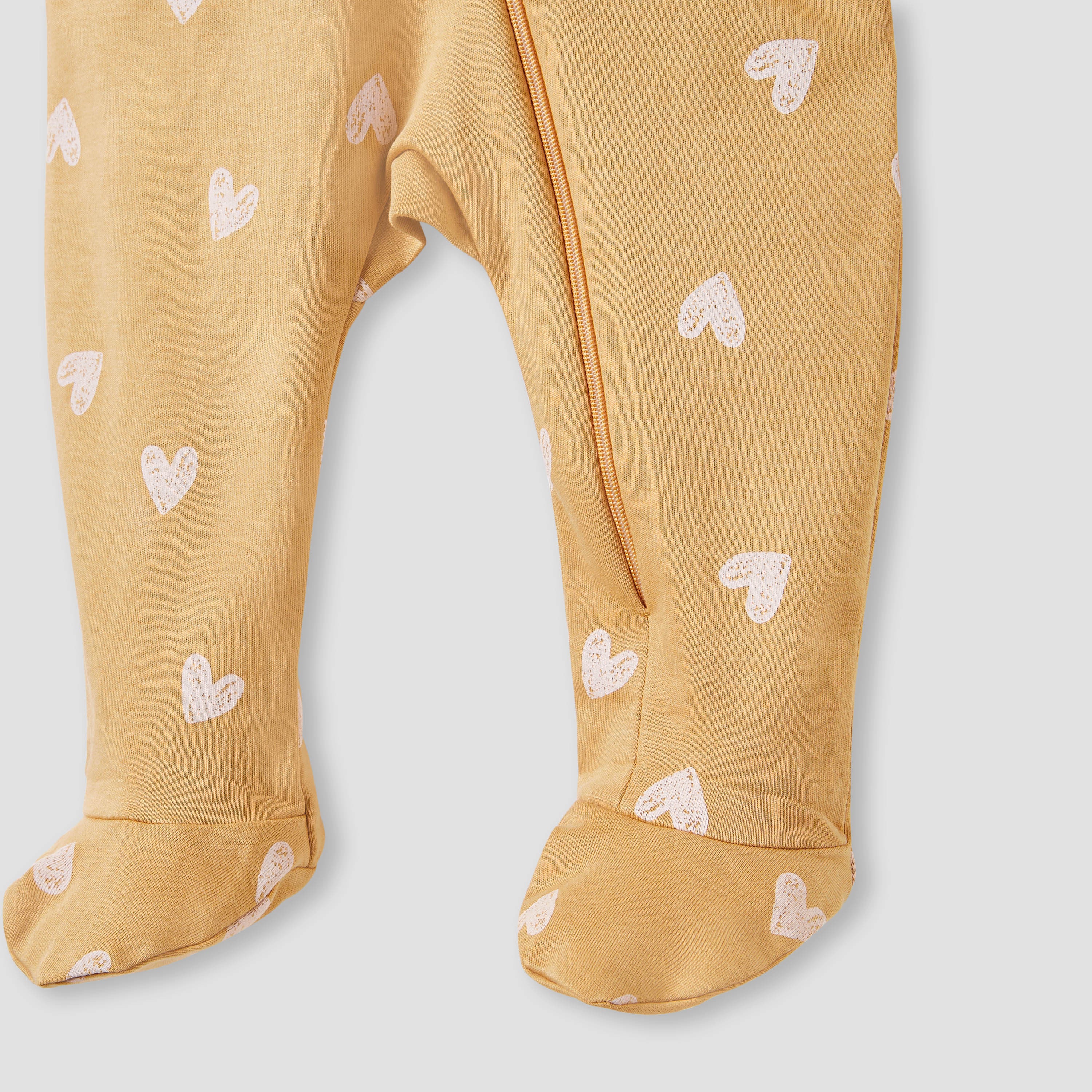 Juniors Heart Print Sleepsuit with Long Sleeves and Zip Closure