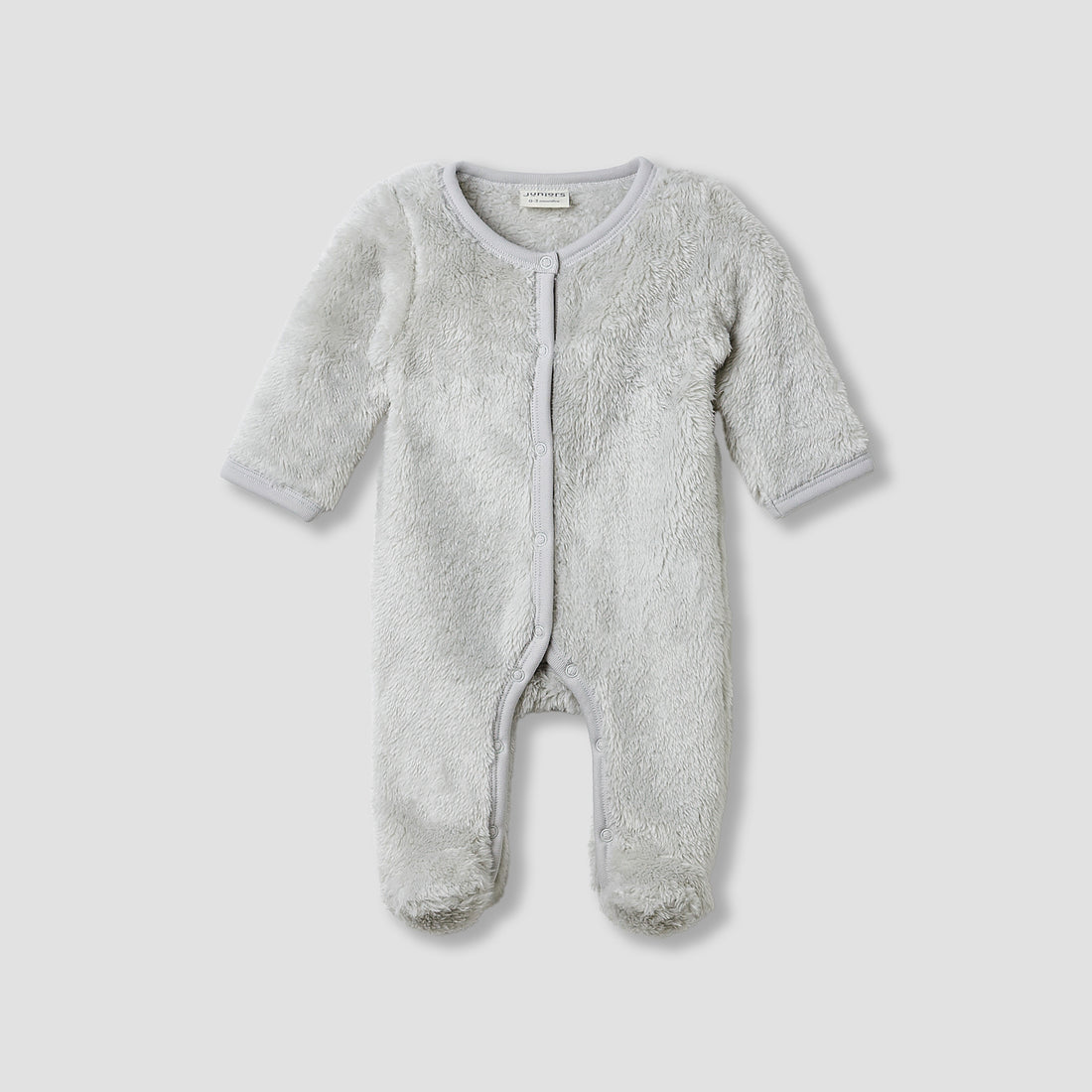 Juniors Crew Neck Sleepsuit with Faux Fur - Polyester - Long Sleeves - Grey / 9-12 mths