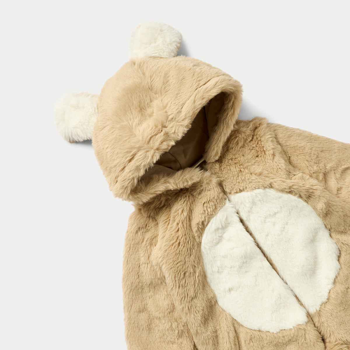 Juniors Faux Fur Textured Hooded Sleepsuit with Zip Closure