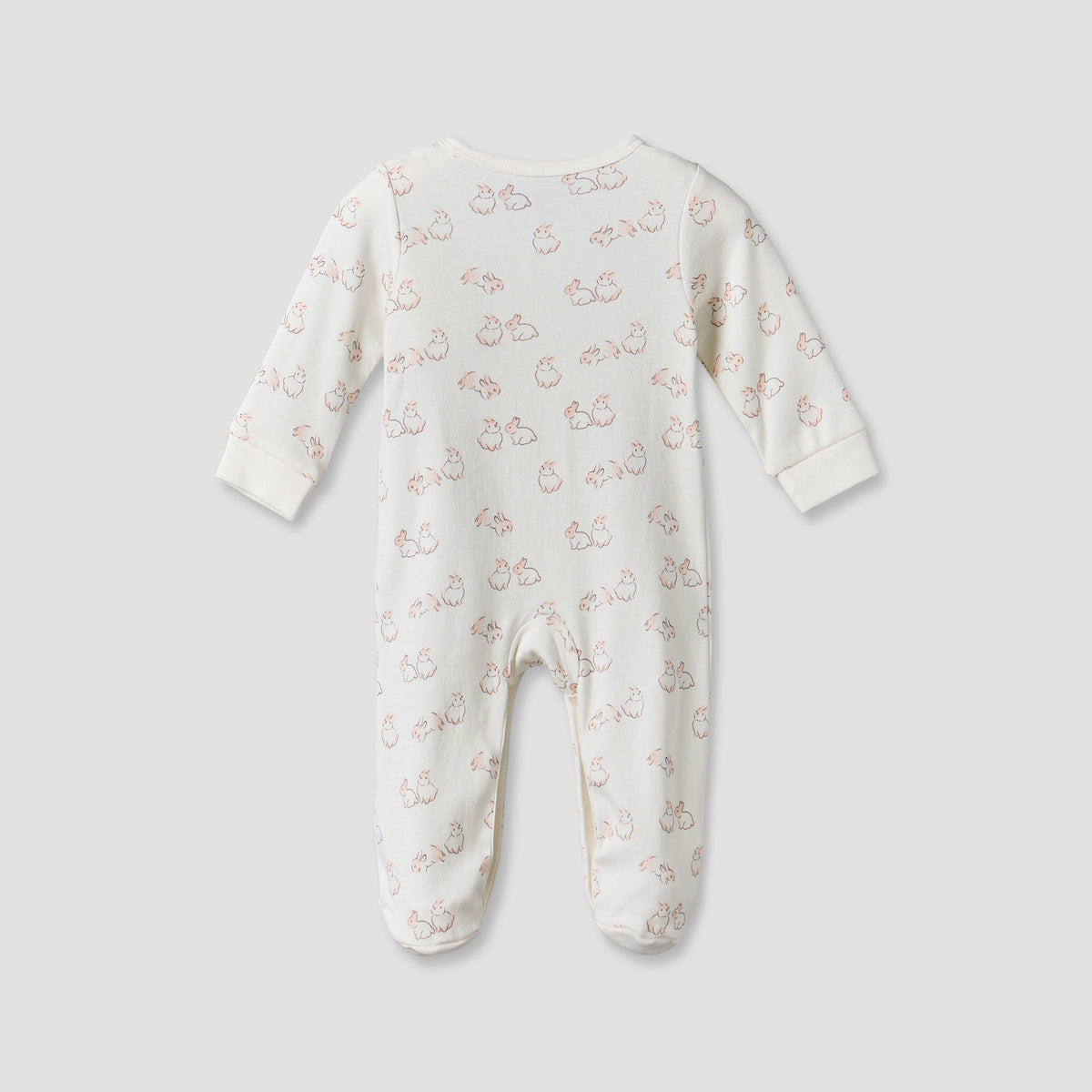 Pack of 2 Juniors Cotton Round Neck Long Sleeves Sleepsuit with Bunny Print