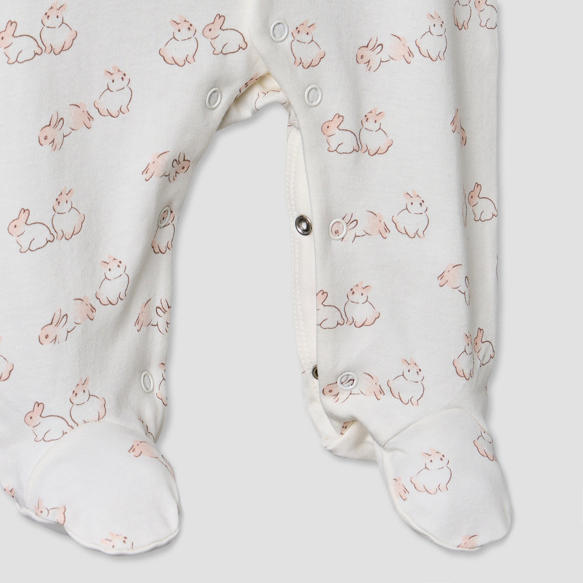 Pack of 2 Juniors Cotton Round Neck Long Sleeves Sleepsuit with Bunny Print