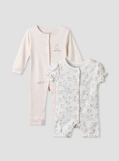 Set of 2 Juniors Round Neck Sleepsuit with Romper-baby-girls-clothing-nightwear-sleepsuits-image-1