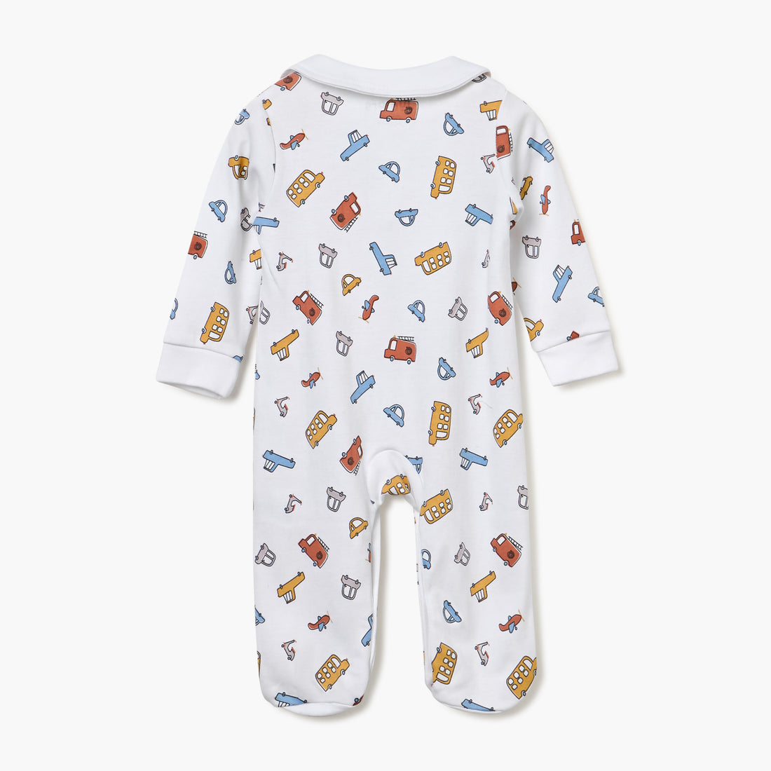 Juniors Vehicle Print Sleepsuit with Long Sleeves and Button Closure