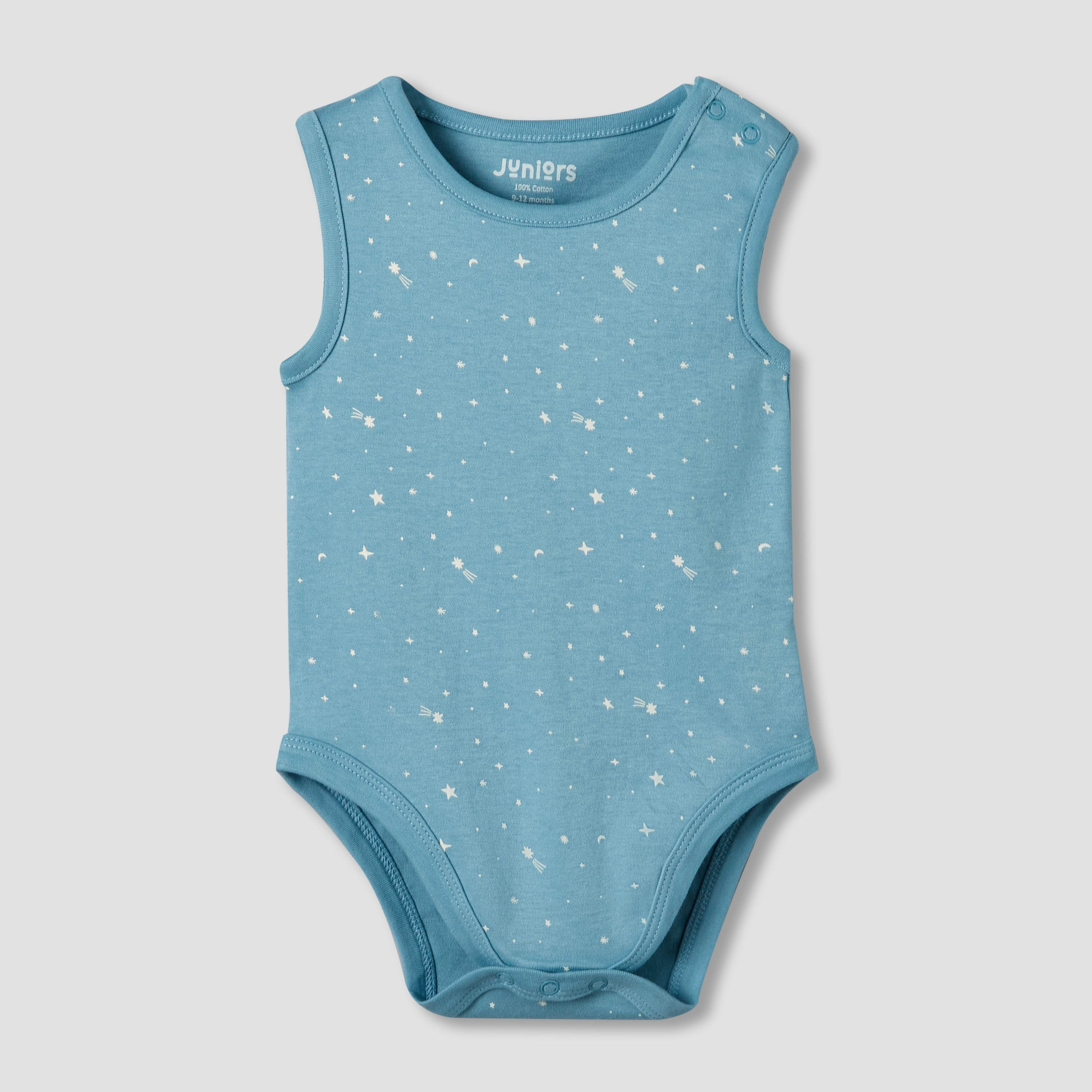 Pack of 3 Juniors Cotton Sleeveless Bodysuit with Space Print