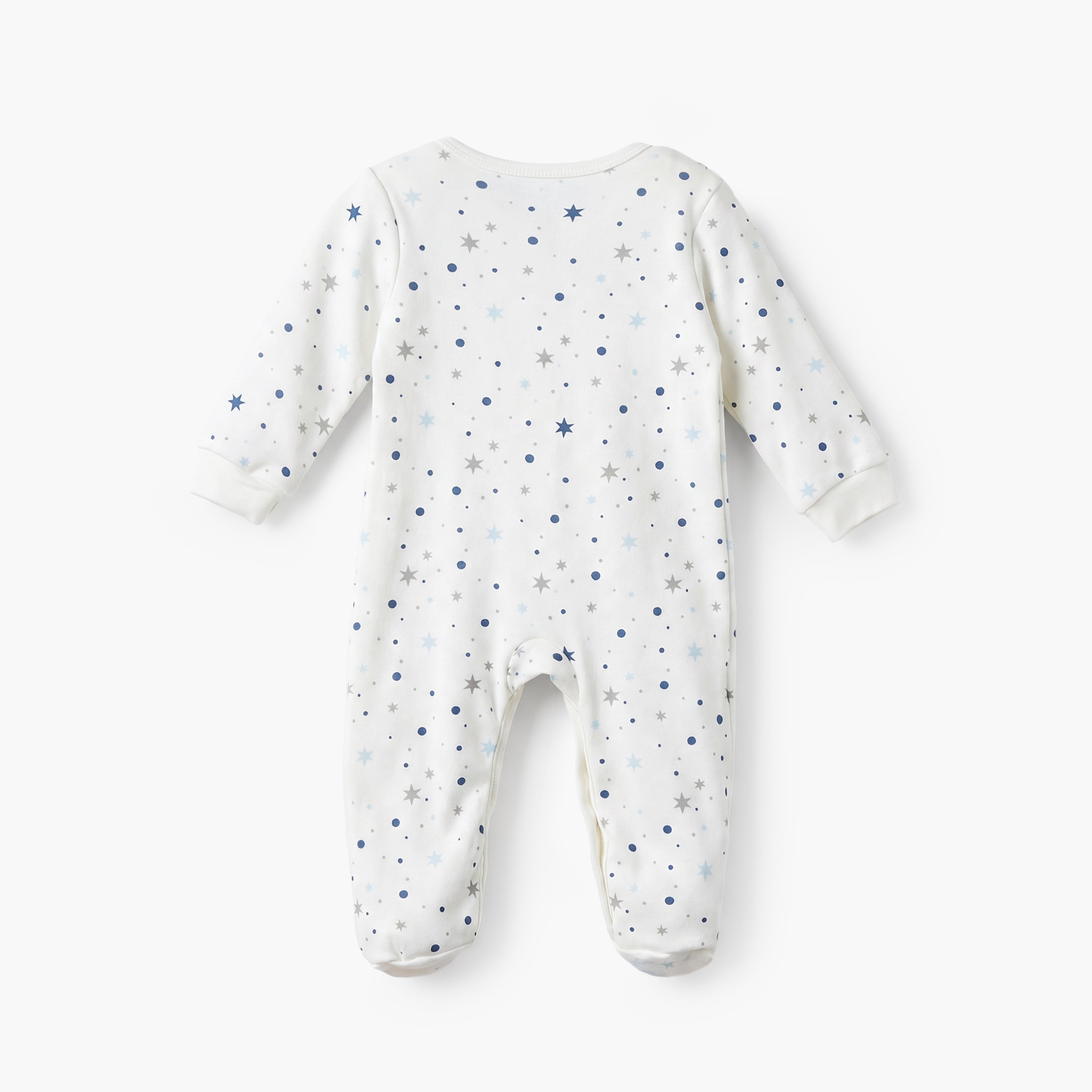 Pack of 2 Juniors Cotton Crew Neck Long Sleeves Sleepsuit with Snap Button Closure
