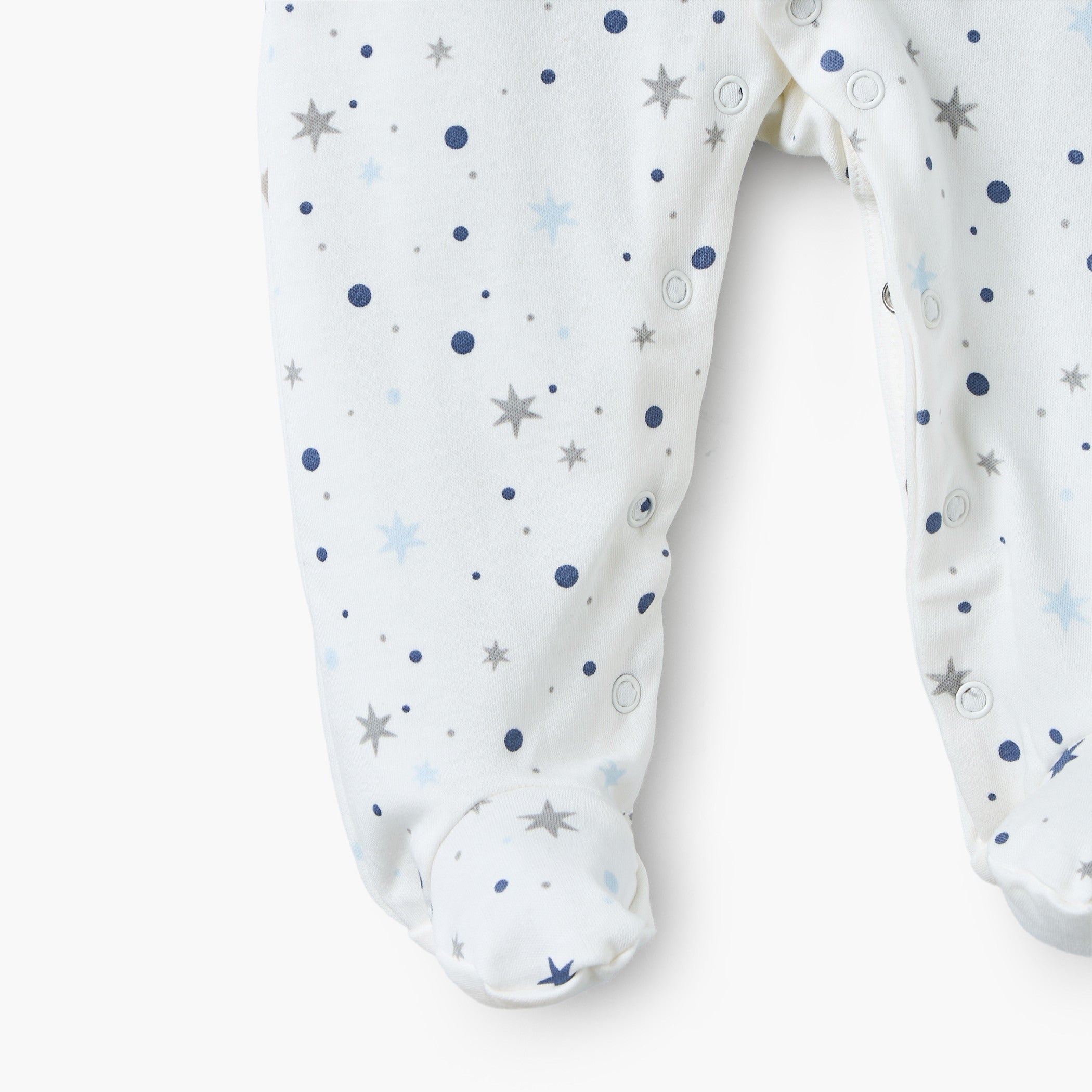 Pack of 2 Juniors Cotton Crew Neck Long Sleeves Sleepsuit with Snap Button Closure