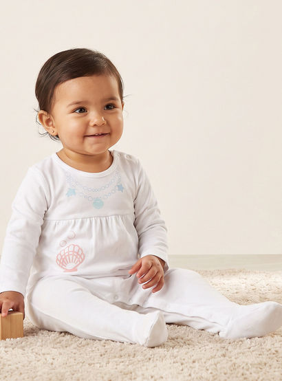 Juniors Cotton Crew Neck Long Sleeves Sleepsuit with Aquatic Print-baby-girls-clothing-nightwear-sleepsuits-image-1