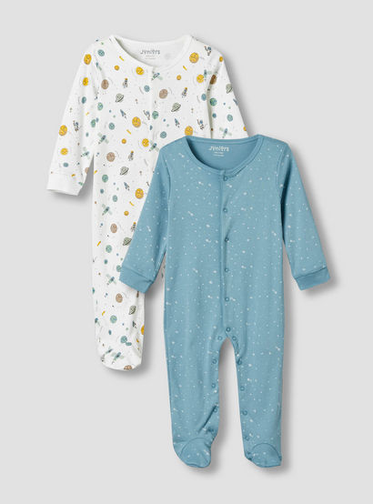 Pack of 2 Juniors Cotton Long Sleeves Sleepsuit with Space Print-baby-boys-clothing-nightwear-sleepsuits-image-1