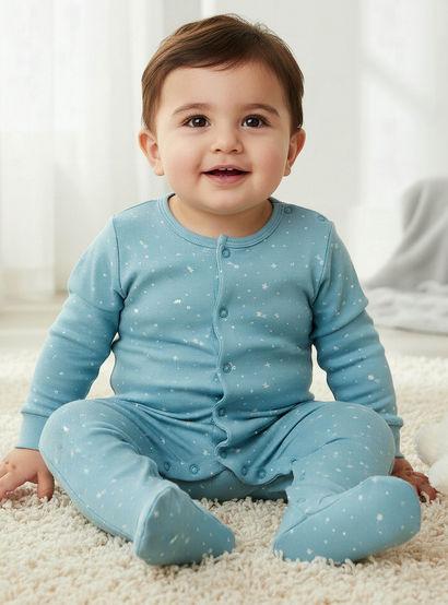 Pack of 2 Juniors Cotton Long Sleeves Sleepsuit with Space Print-baby-boys-clothing-nightwear-sleepsuits-image-2