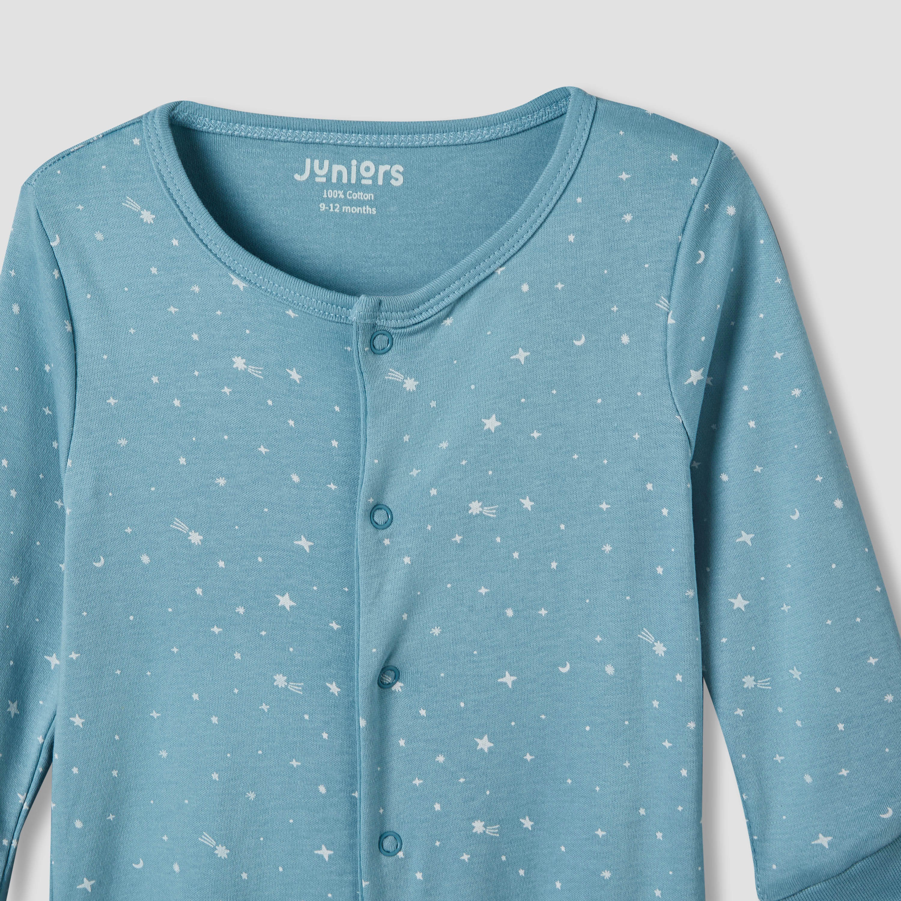 Pack of 2 Juniors Cotton Long Sleeves Sleepsuit with Space Print