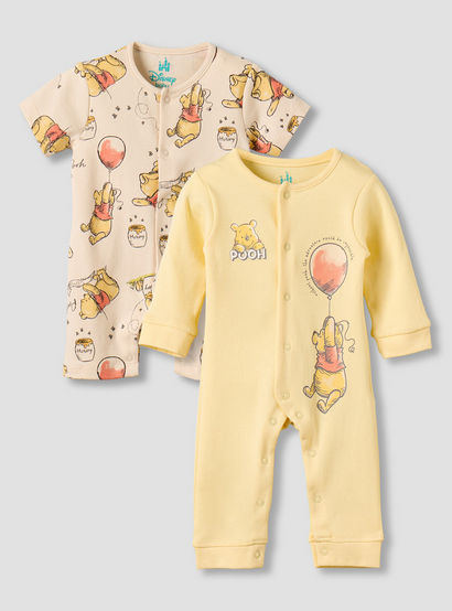 Set of 2 Disney Cotton Round Neck Sleepsuit and Romper with Winnie the Pooh Print-baby-boys-clothing-nightwear-sleepsuits-image-1
