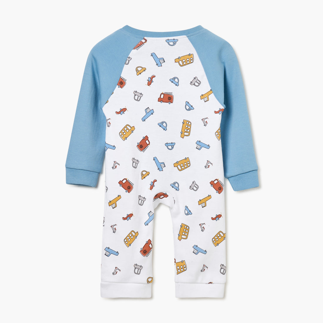 Juniors Vehicle Print Sleepsuit with Long Sleeves and Zip Closure