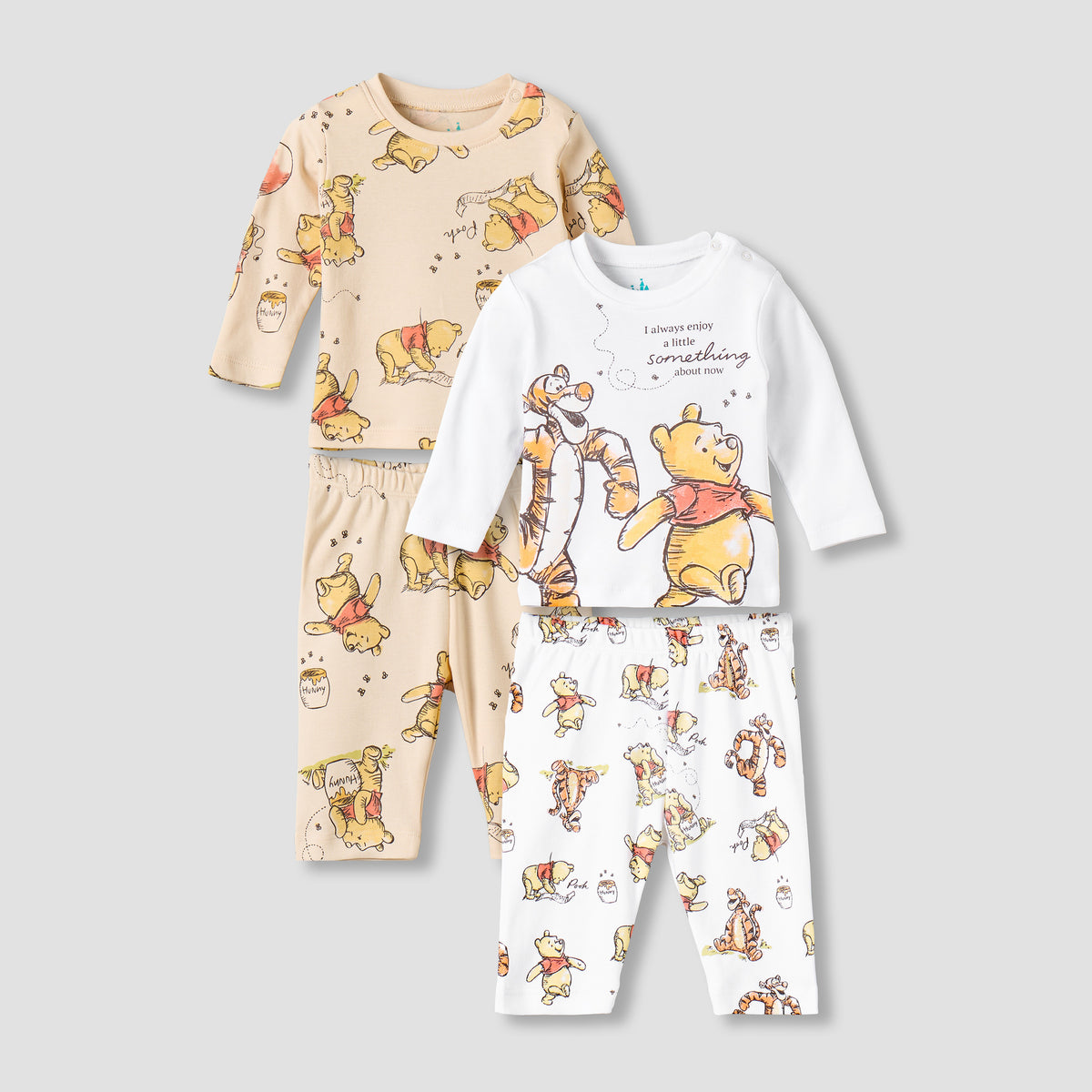 Pack of 2 Disney Cotton Long Sleeves Pyjama Set with Winnie the Pooh Print