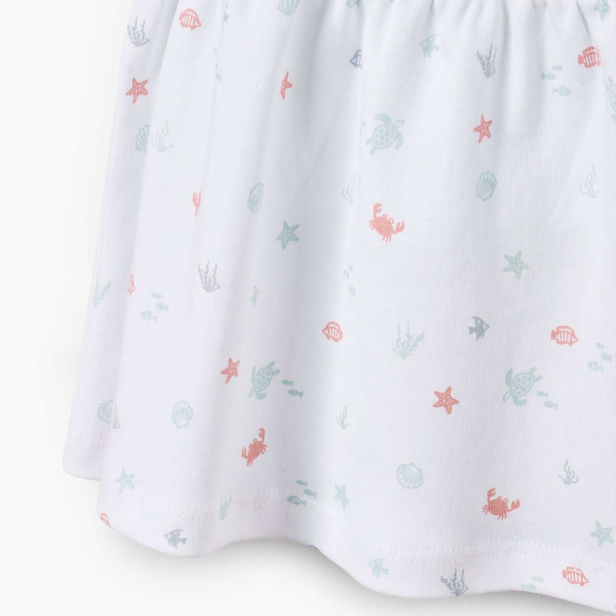 Juniors Crew Neck Sleeveless Top and Dungaree Dress Set with Aquatic Print