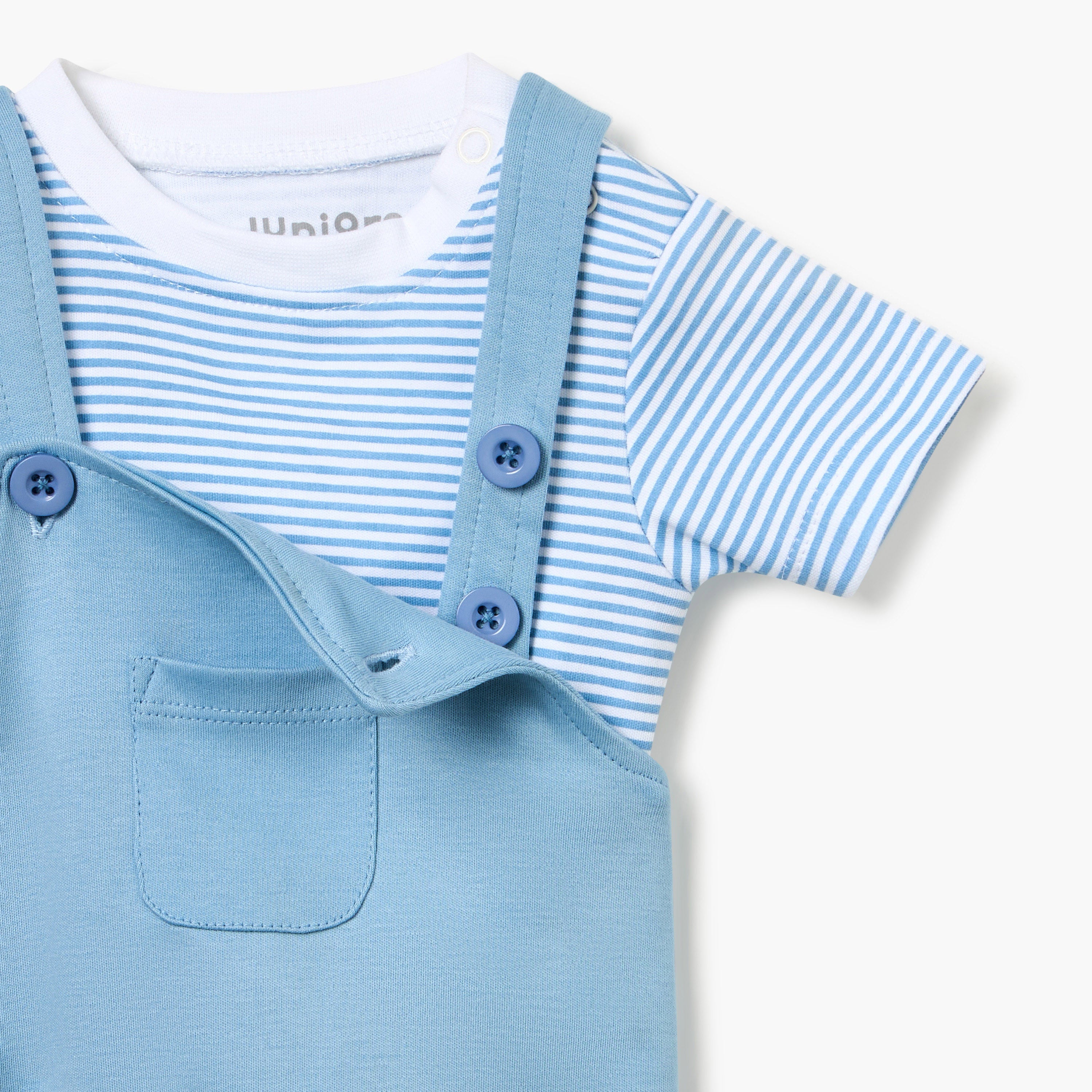 Juniors Striped T-shirt and Dungaree Set