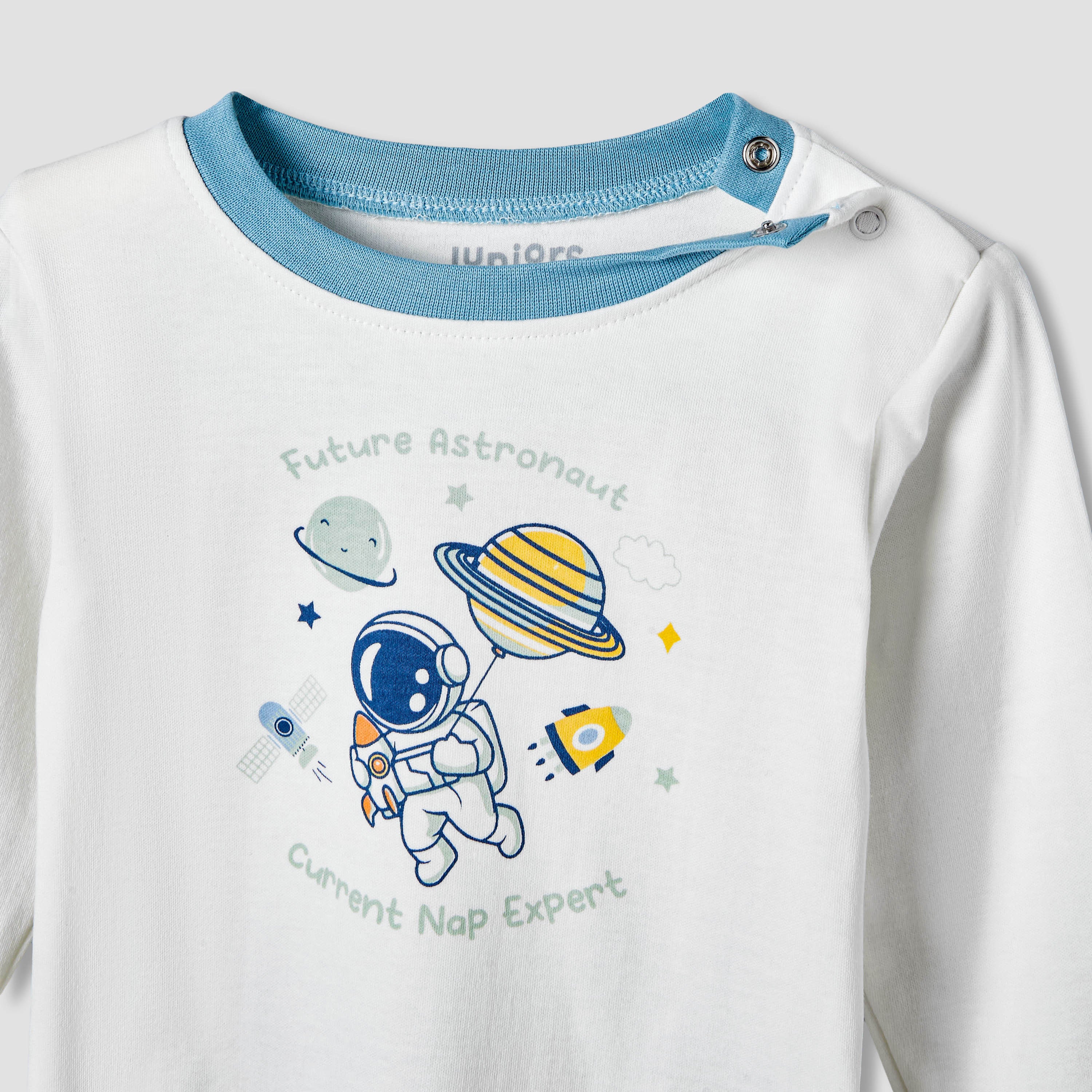 Pack of 2 Juniors Cotton Long Sleeves Pyjama Set with Space Print