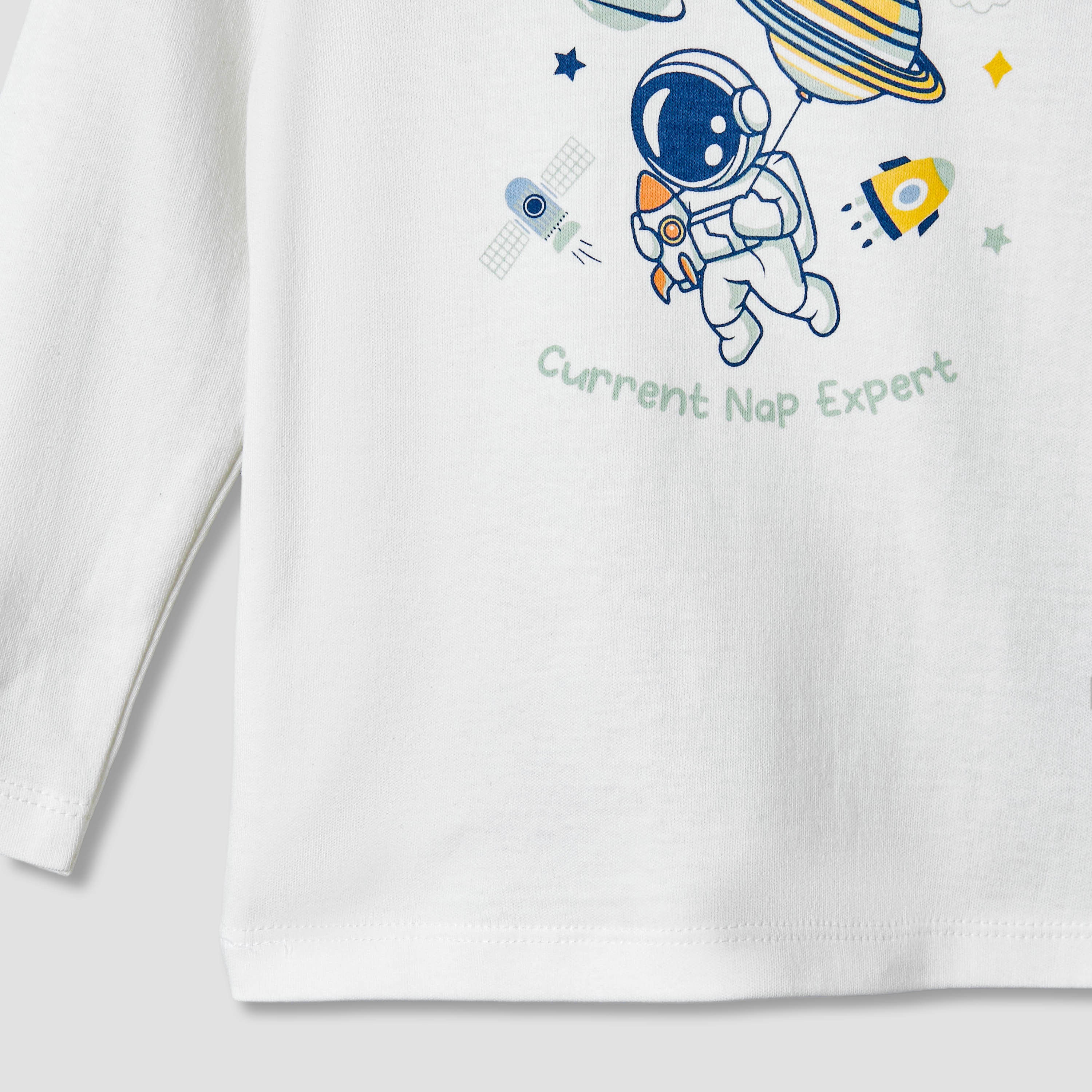 Pack of 2 Juniors Cotton Long Sleeves Pyjama Set with Space Print