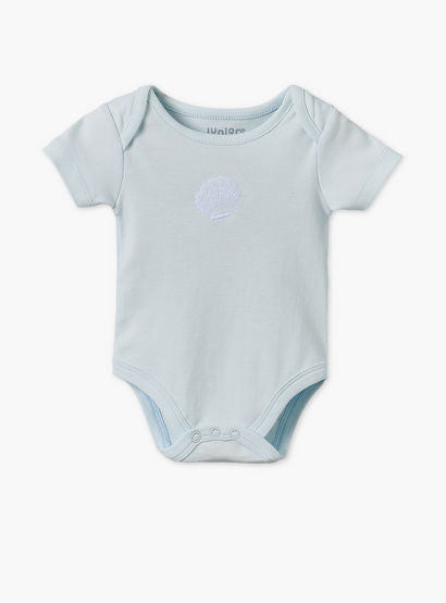 Juniors Cotton Crew Neck Short Sleeves Bodysuit with Seashell Embroidery-baby-girls-clothing-bodysuits-image-2