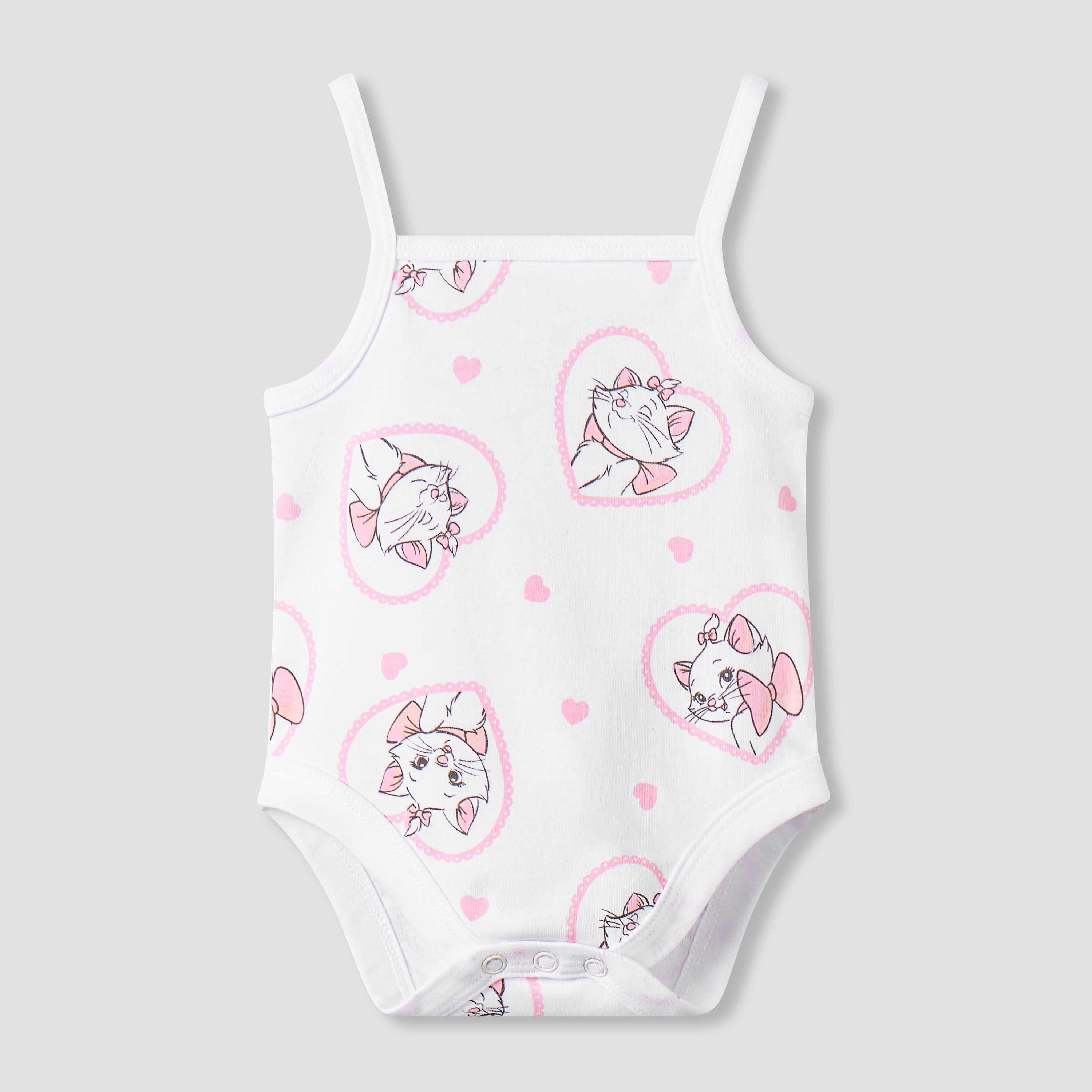 Pack of 3 Disney Square Neck Strappy Bodysuit with Marie Print