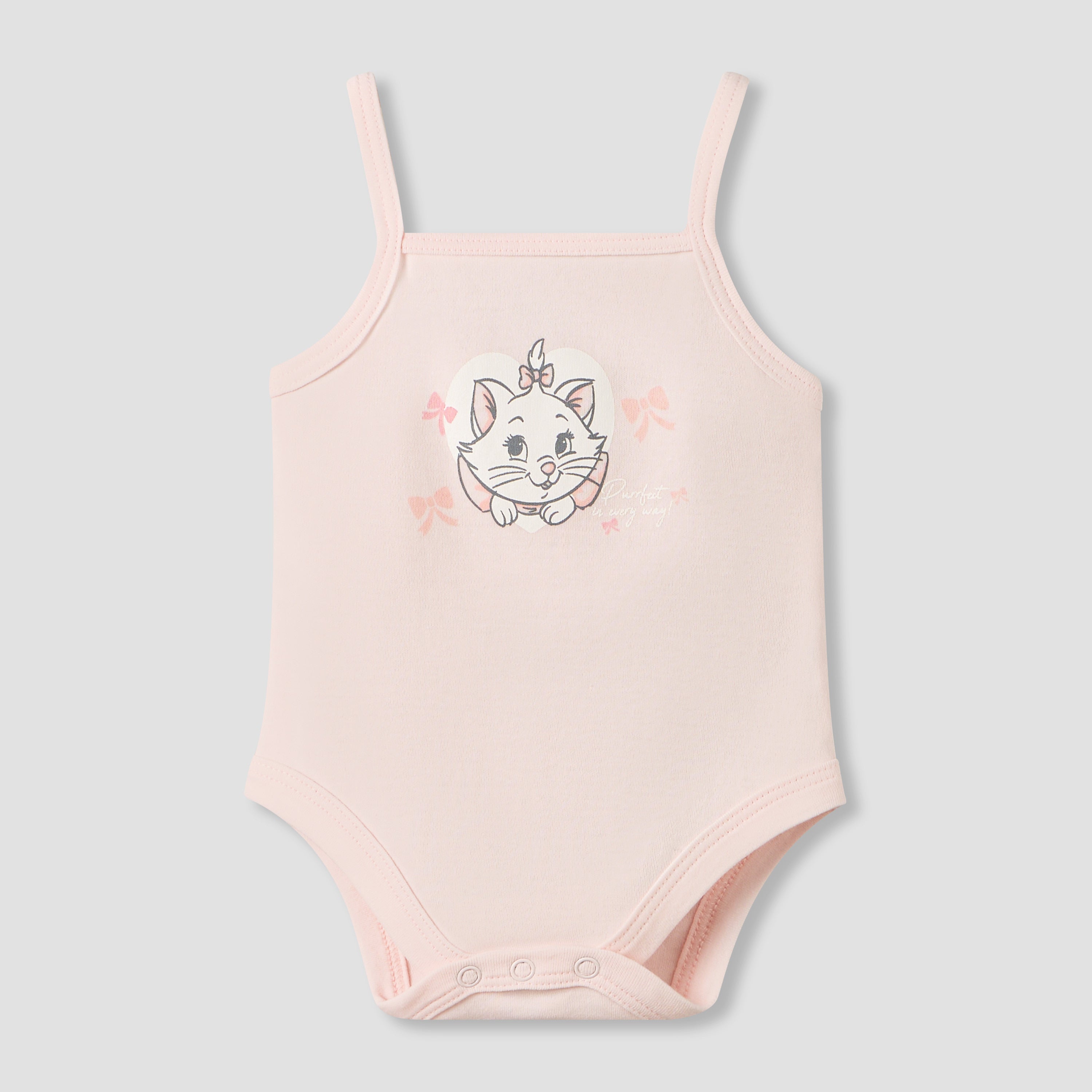 Pack of 3 Disney Square Neck Strappy Bodysuit with Marie Print