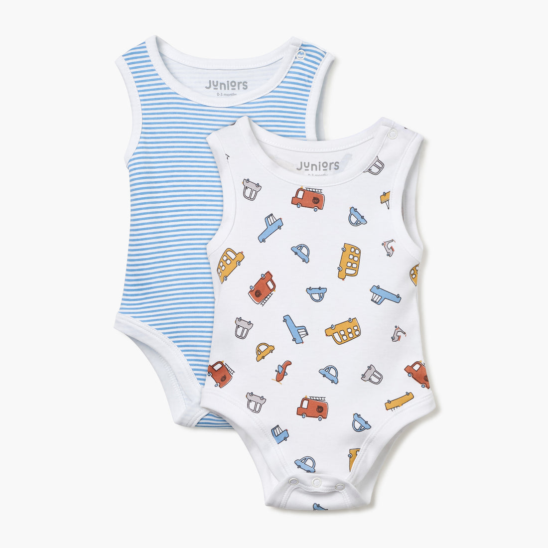Juniors Printed Sleeveless Bodysuit - Set of 2 - Blue / 12-18 mths