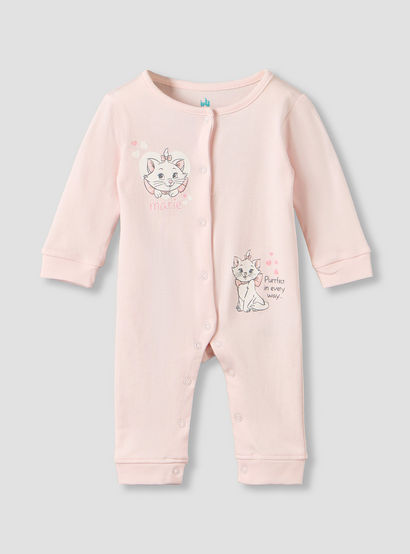 Set of 2 Disney Cotton Round Neck Sleepsuit and Romper with Marie Print-baby-girls-clothing-nightwear-sleepsuits-image-3