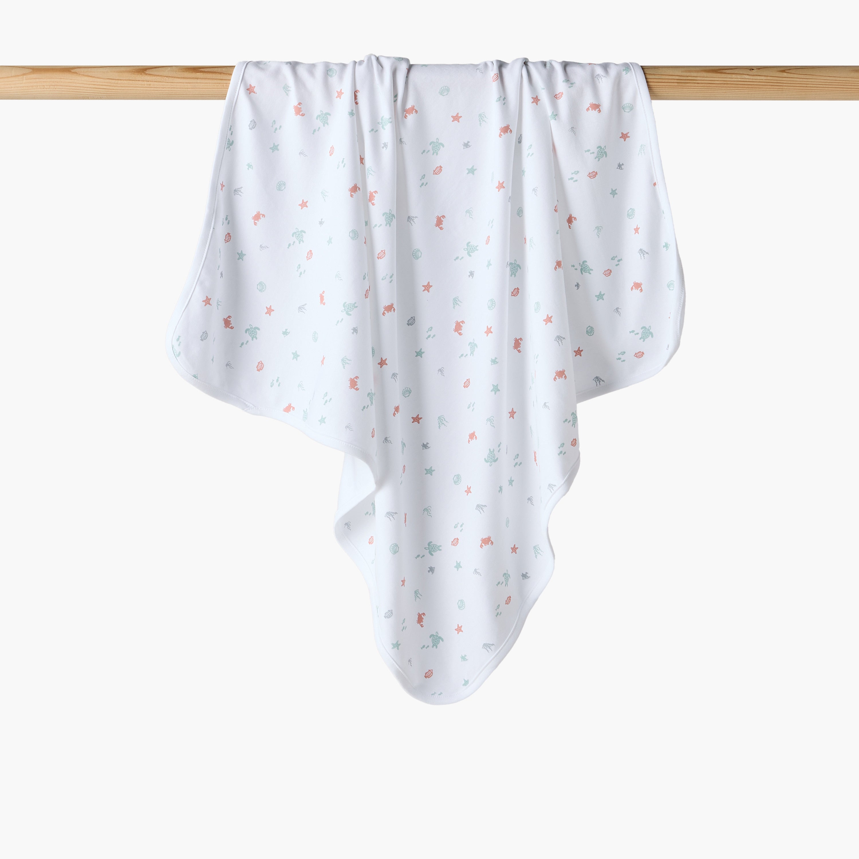 Juniors Receiving Blanket with Underwater Print - White / 0-6 mths