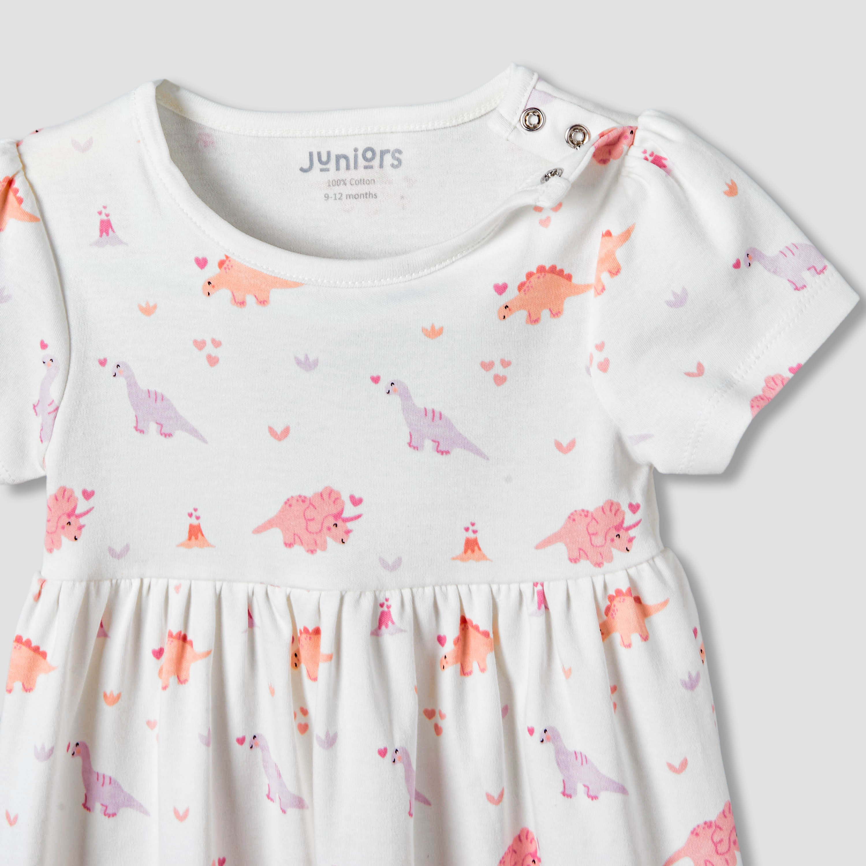 Pack of 2 Juniors Round Neck A-line Dress with Print
