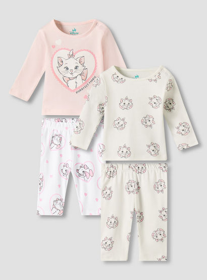 Pack of 2 Disney Cotton Round Neck Long Sleeves Pyjama Set with Marie Print-baby-girls-clothing-nightwear-pyjamasets-image-1